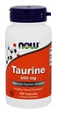 NOW Supplements Taurine 500 Mg Nervous System Health* Amino Acid 100 Veg Capsules